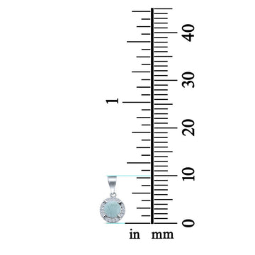 Round Simulated Larimar Cubic Zirconia 925 Sterling Silver Charm Pendant